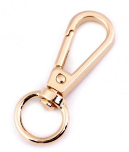 Karabinerhaken - 12mm Fädelloch - gold dünn